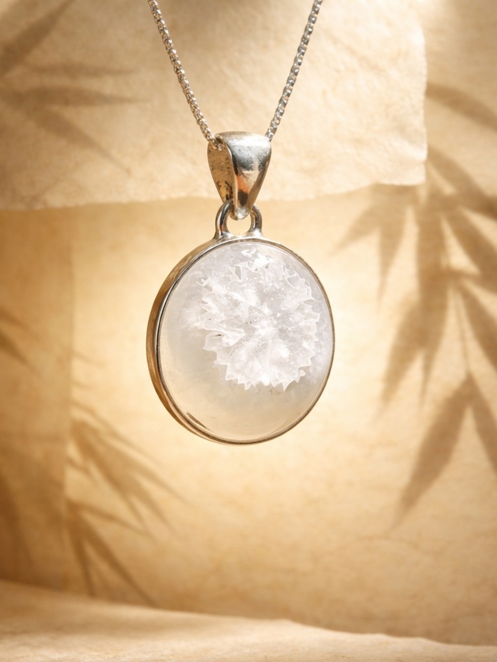 White Druzy Quartz Necklace